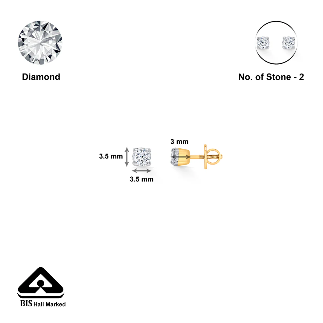 Pristine Gold & Diamond Stud Earring For Women - Image 5