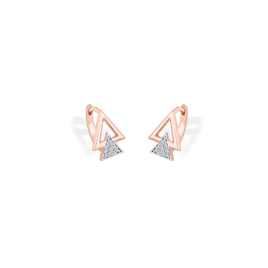 Pyramid Shine Rose Gold Stud Diamond Earring For Women - Image 3