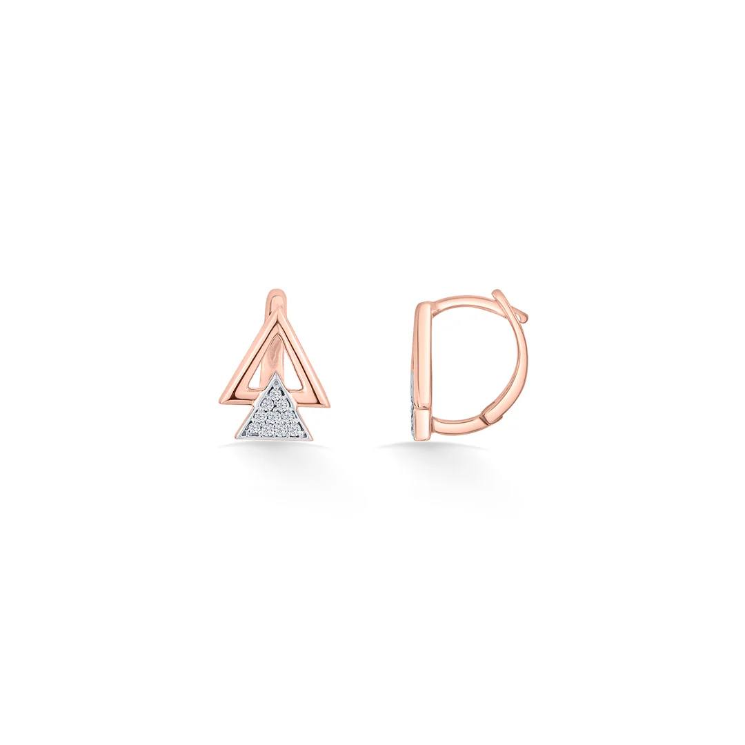 Pyramid Shine Rose Gold Stud Diamond Earring For Women - Image 4