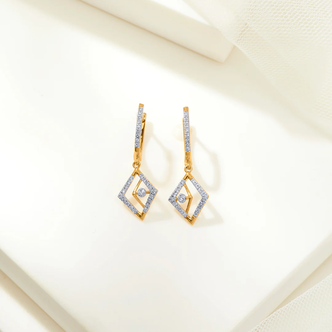 Quadrate Gold & Diamond Hoops & Huggies Earring For Women