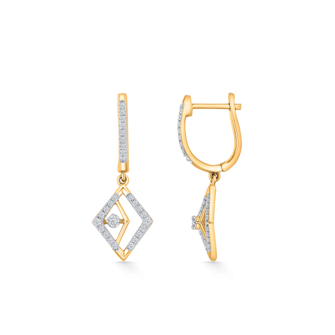 Quadrate Gold & Diamond Hoops & Huggies Earring For Women - Image 3