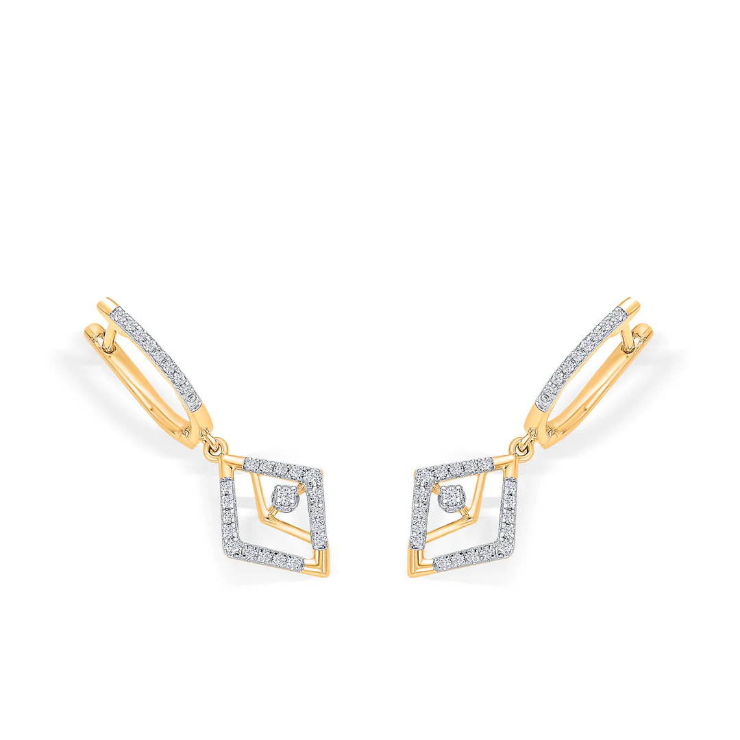 Quadrate Gold & Diamond Hoops & Huggies Earring For Women - Image 4