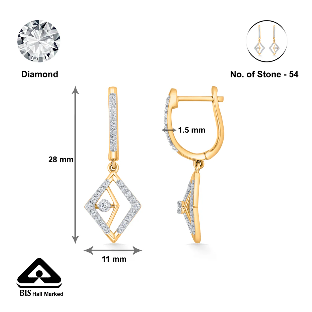 Quadrate Gold & Diamond Hoops & Huggies Earring For Women - Image 5