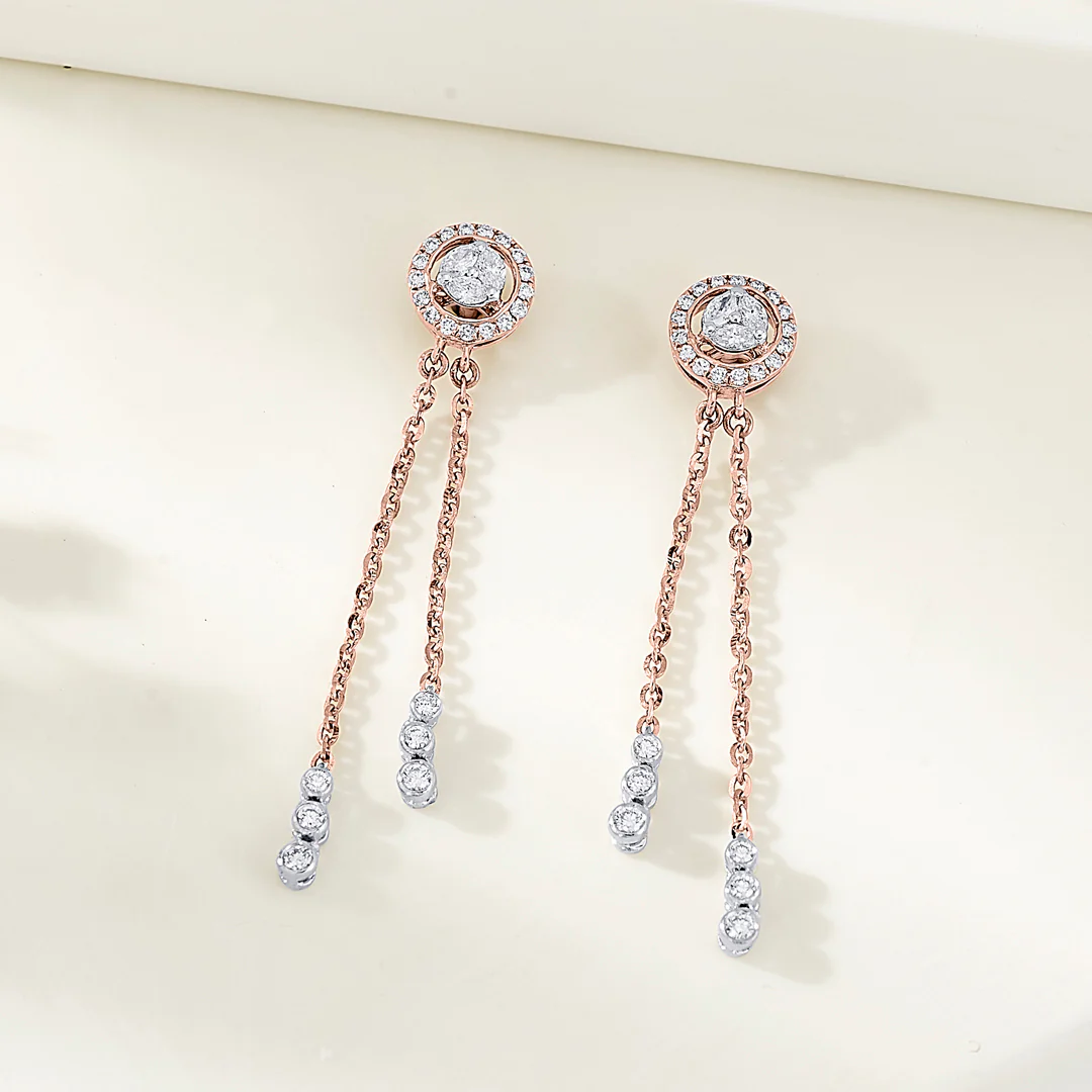Radiance Ribbons Gold Stud Diamond Earring for Women