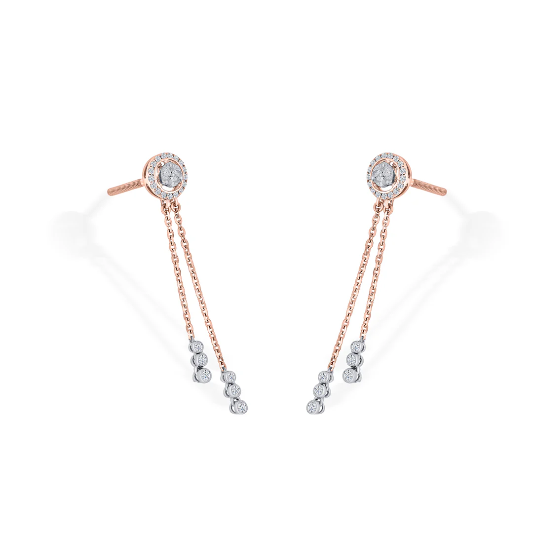 Radiance Ribbons Gold Stud Diamond Earring for Women - Image 3
