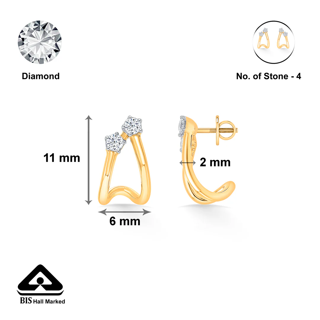 Radiant Gold & Diamond Earring For Women - Image 5