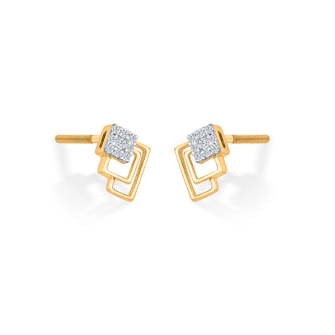 Radiant Layers Gold Stud Diamond Earring for Women - Image 3