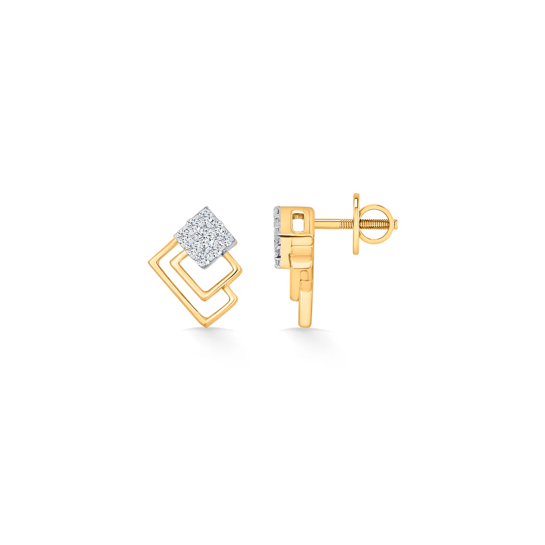 Radiant Layers Gold Stud Diamond Earring for Women - Image 4