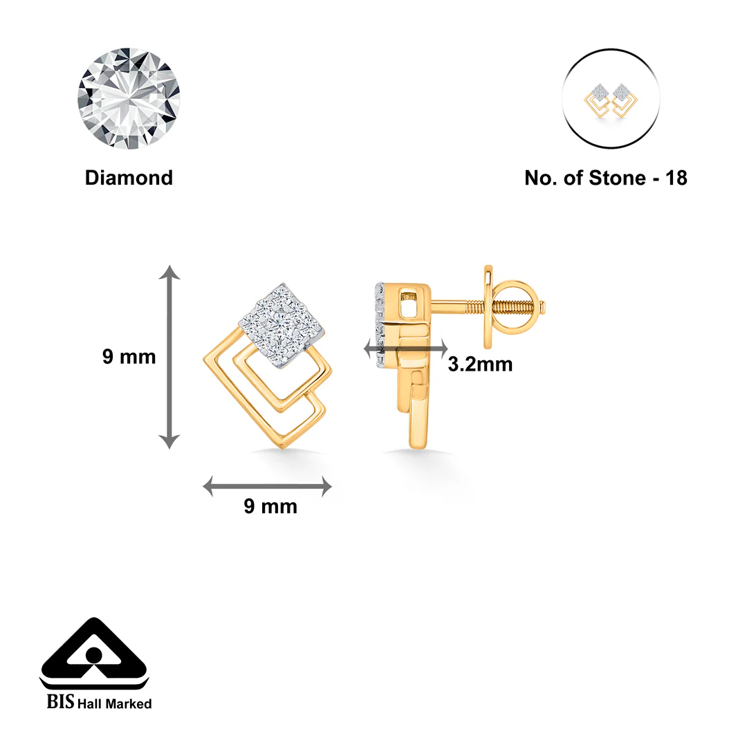 Radiant Layers Gold Stud Diamond Earring for Women - Image 5