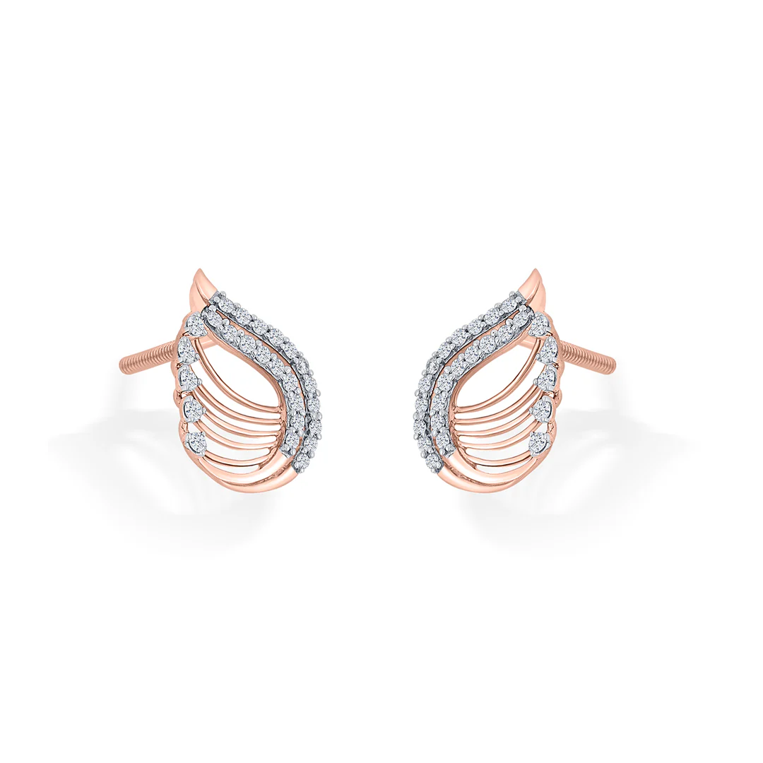 Radiant Petiole Rose Gold Stud Diamond Earring For Women - Image 3