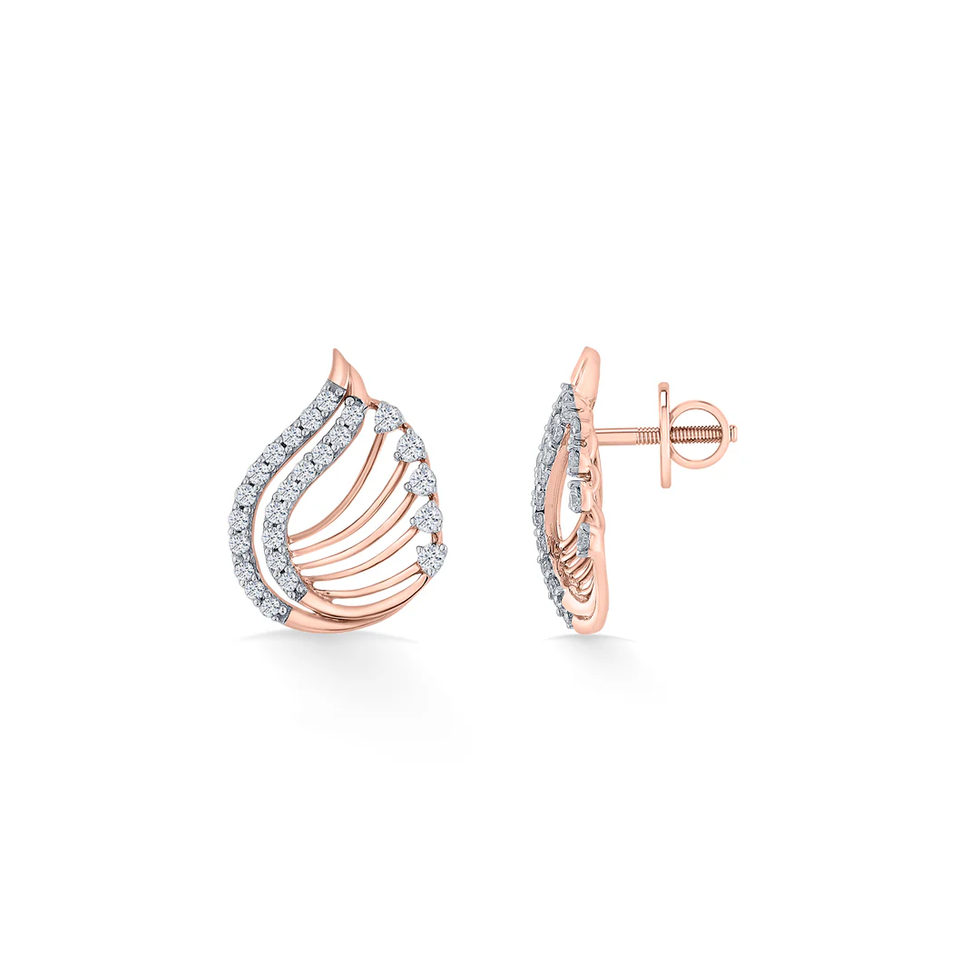 Radiant Petiole Rose Gold Stud Diamond Earring For Women - Image 4