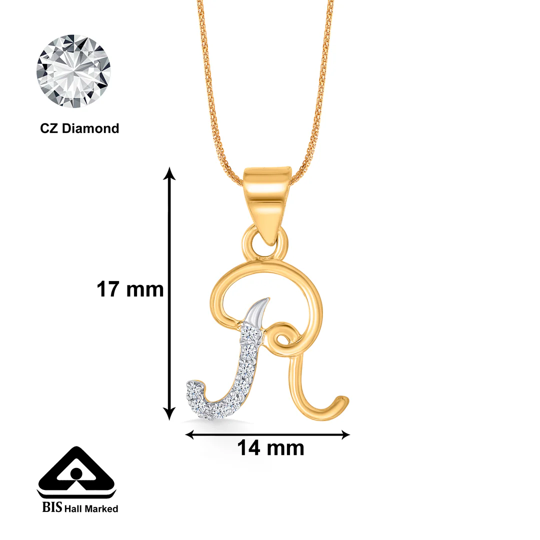 Radiant R Gold Alphabet Unisex Pendant - Image 4