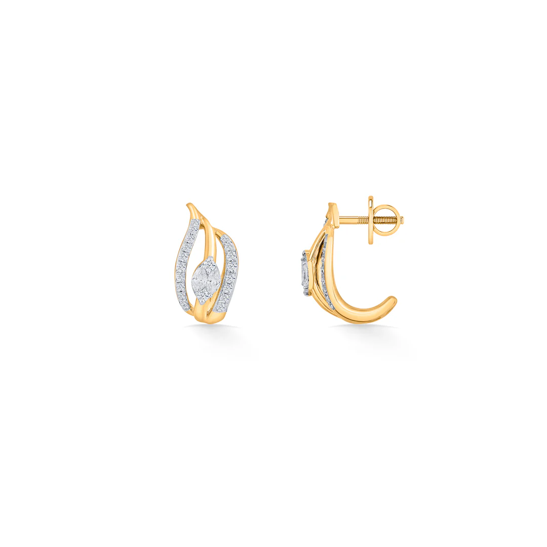 Radiant Waves Yellow Gold Stud Earring for Women - Image 4