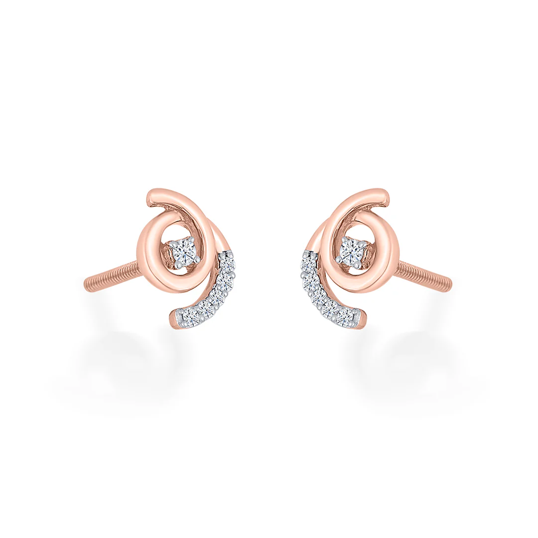 Radiant Whirl Rose Gold Stud Diamond Earring For Women - Image 3