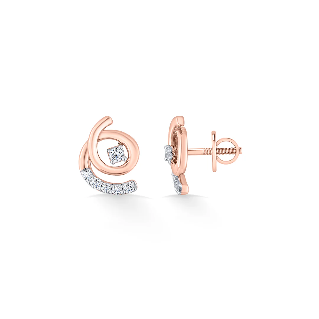 Radiant Whirl Rose Gold Stud Diamond Earring For Women - Image 4