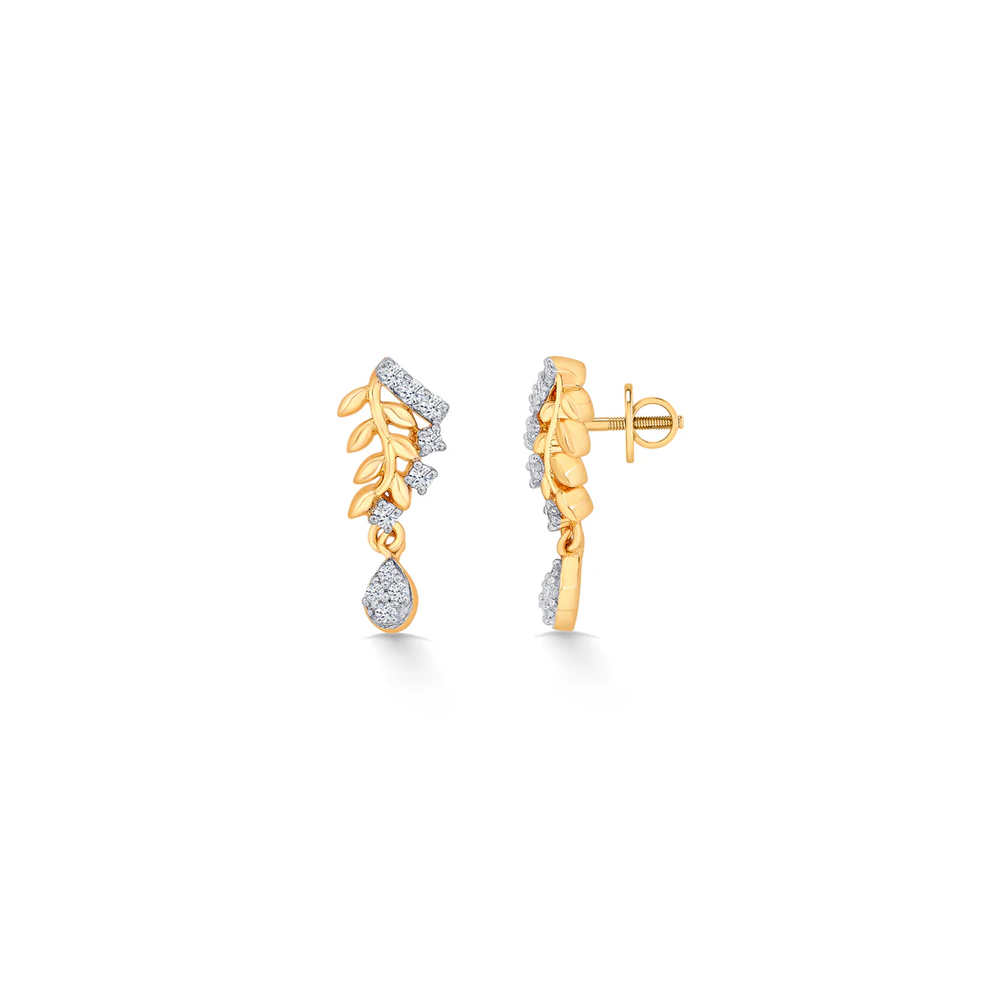 Radiant Yellow Gold & Diamond Drops & Dangler Earring - Image 4