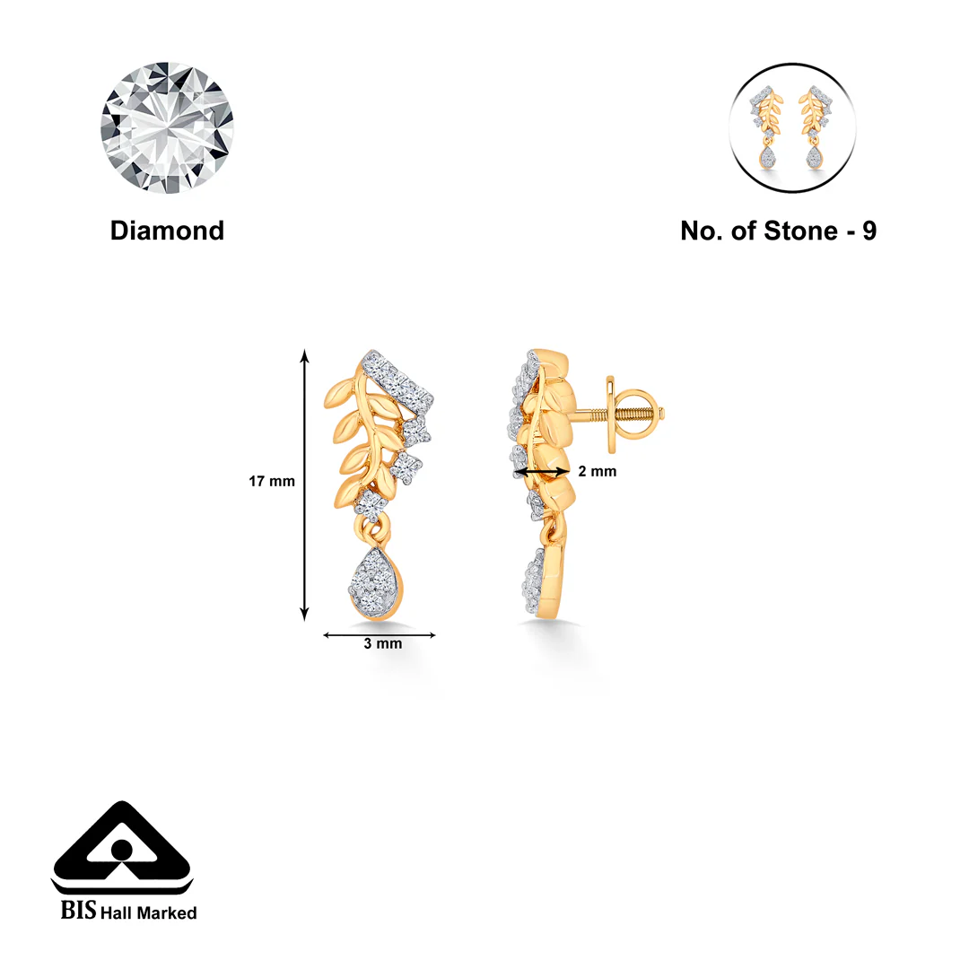 Radiant Yellow Gold & Diamond Drops & Dangler Earring - Image 5