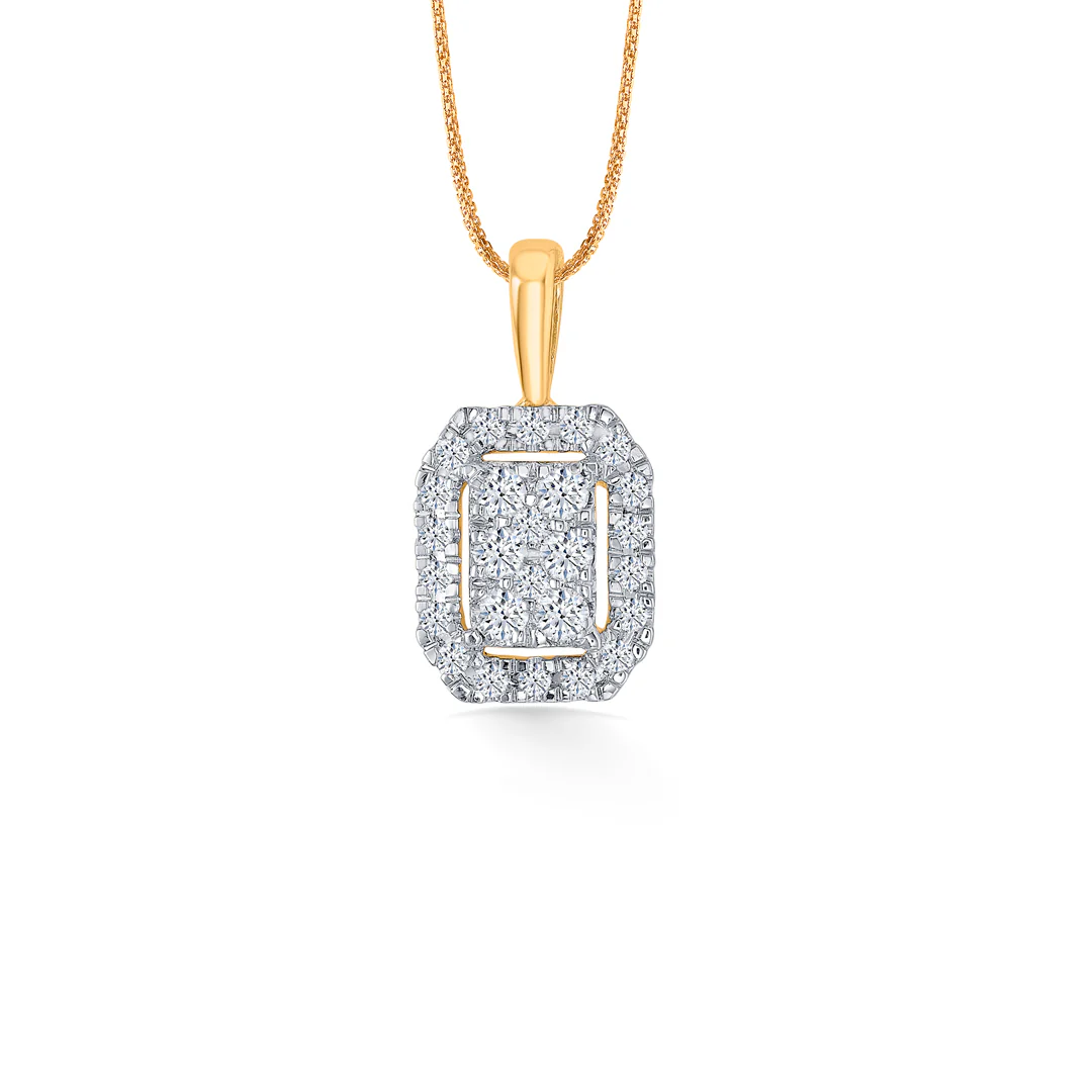 Regal Rhombus Gold & Diamond Pendant Set For Women - Image 5