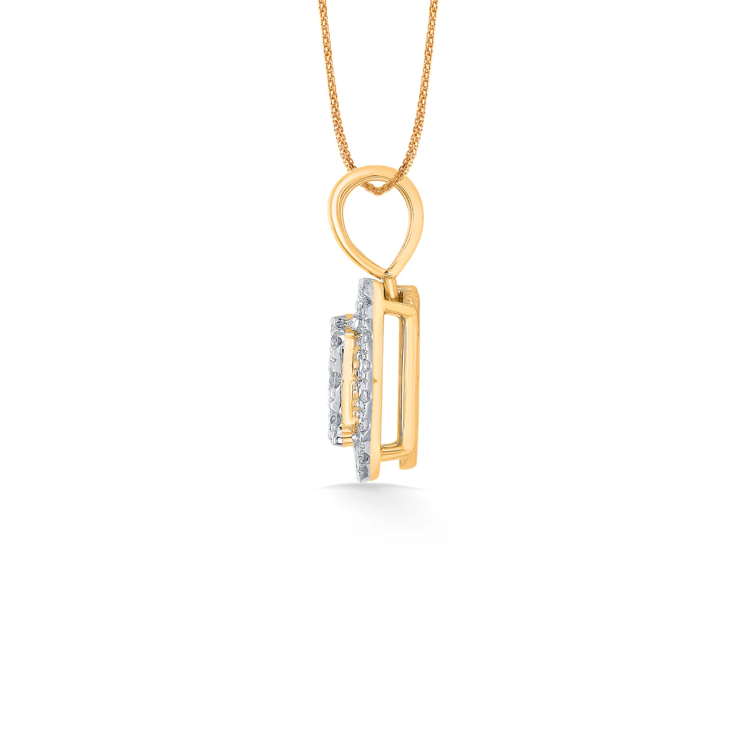 Regal Rhombus Gold & Diamond Pendant Set For Women - Image 6