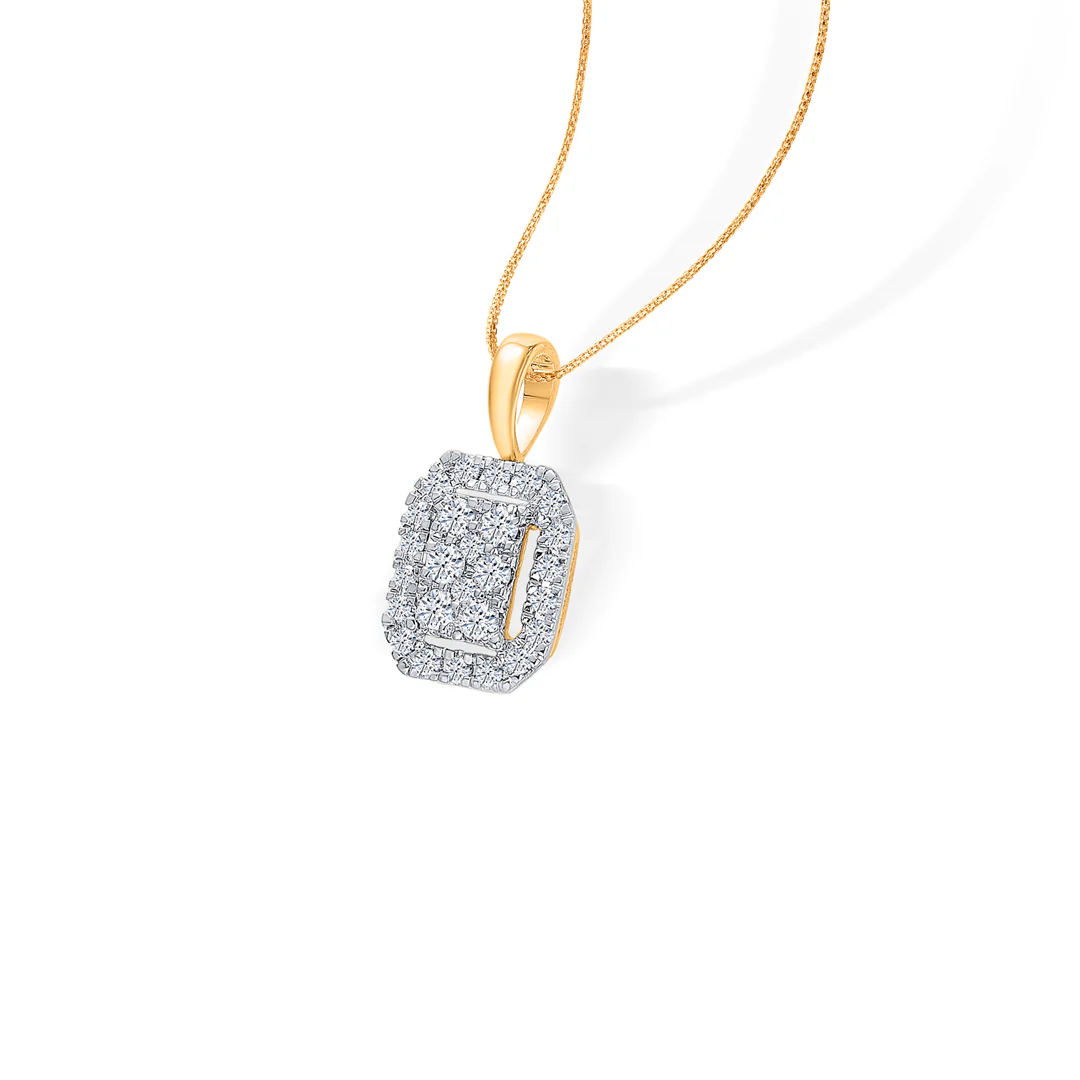 Regal Rhombus Gold & Diamond Pendant Set For Women - Image 7