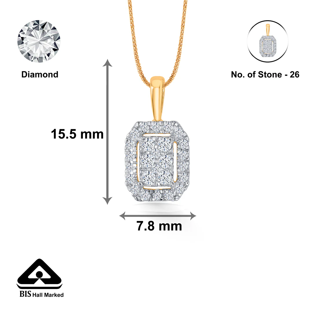 Regal Rhombus Gold & Diamond Pendant Set For Women - Image 9