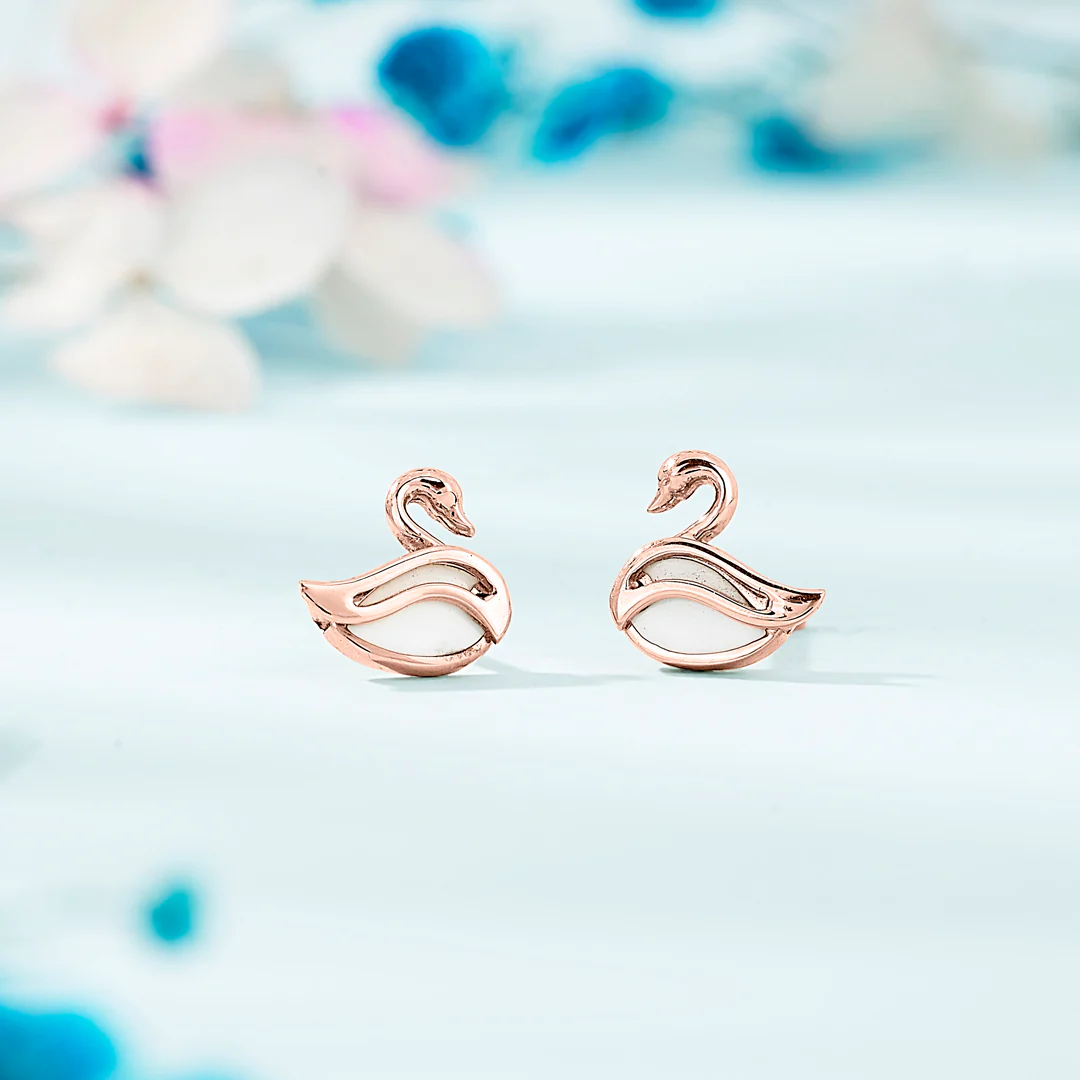 Regalia Swan Gold Stud Earring For Women