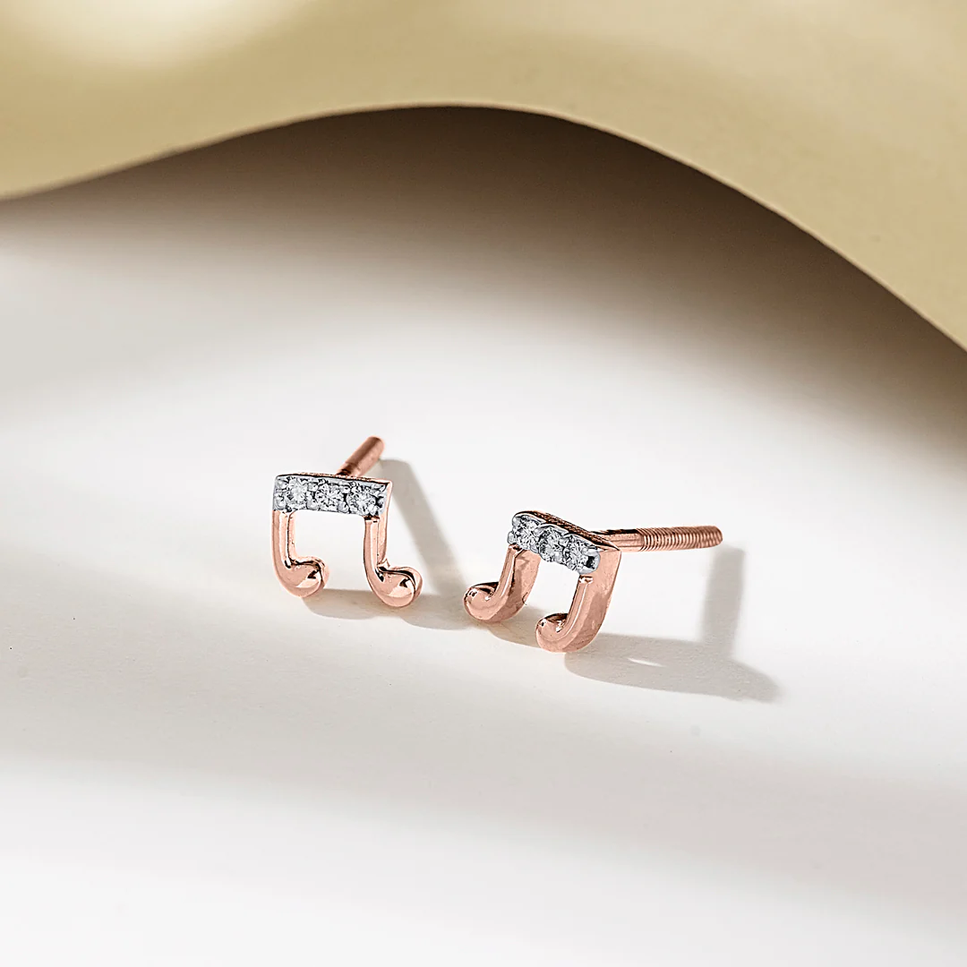Rhythmic Shine Rose Gold Stud Diamond Earring For Women