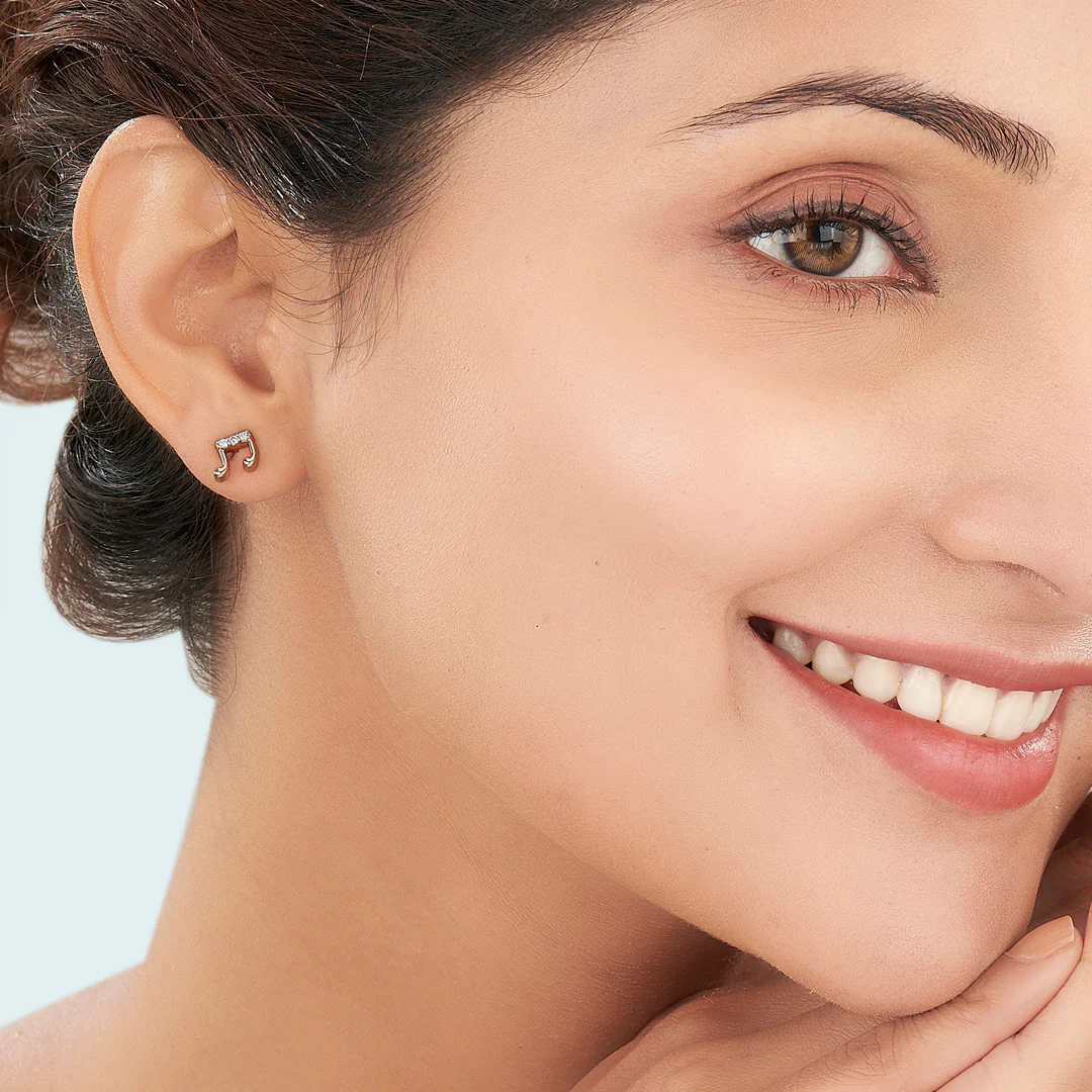 Rhythmic Shine Rose Gold Stud Diamond Earring For Women - Image 2