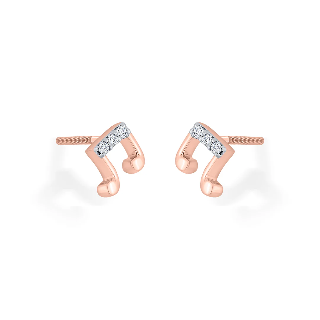 Rhythmic Shine Rose Gold Stud Diamond Earring For Women - Image 3