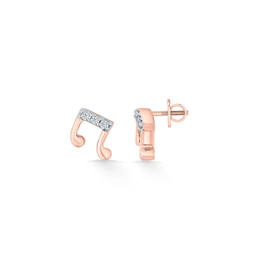 Rhythmic Shine Rose Gold Stud Diamond Earring For Women - Image 4