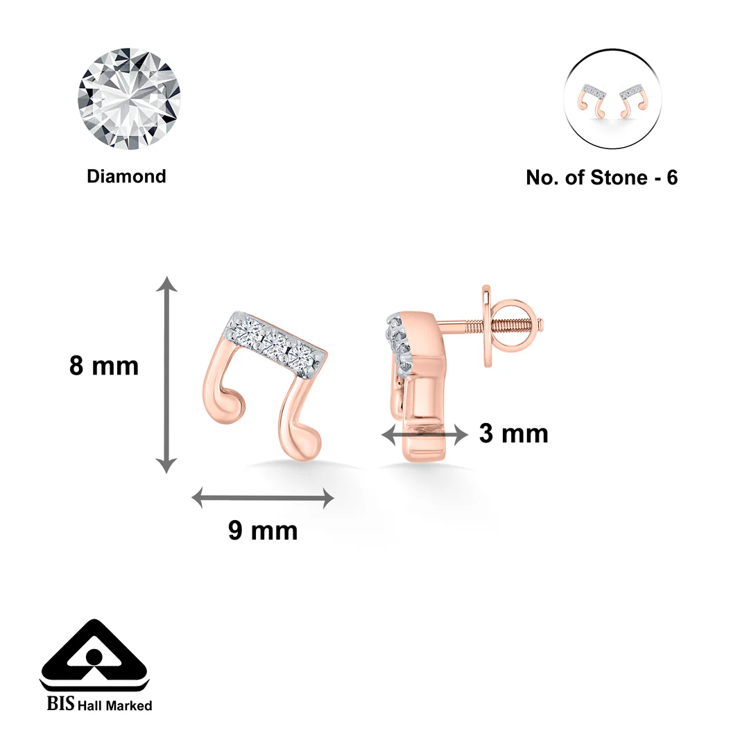 Rhythmic Shine Rose Gold Stud Diamond Earring For Women - Image 5