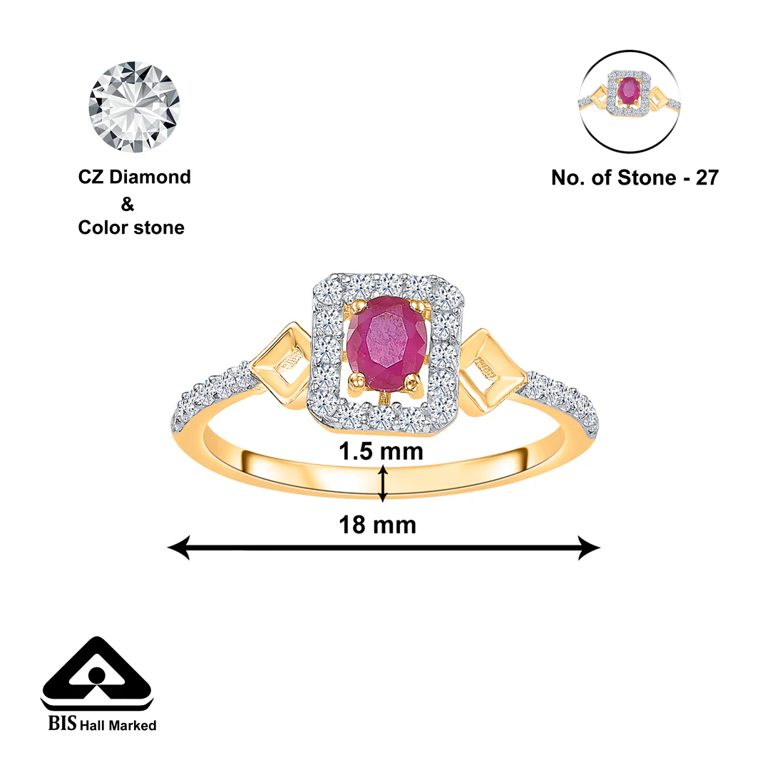 Rose Quartz Gold Fashion Ring For Women - Image 2