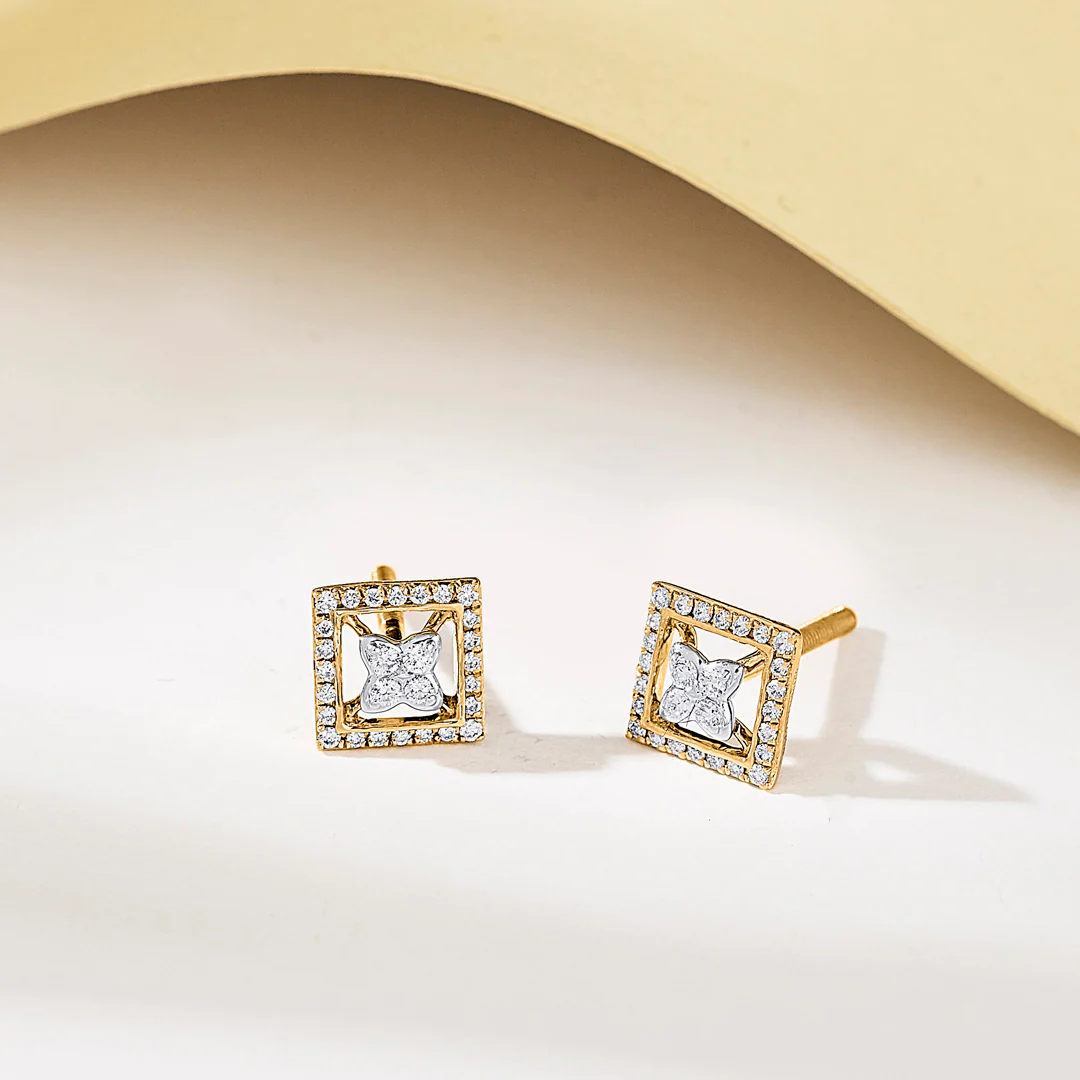 Royal Enclave Yellow Gold Stud Earring for Women