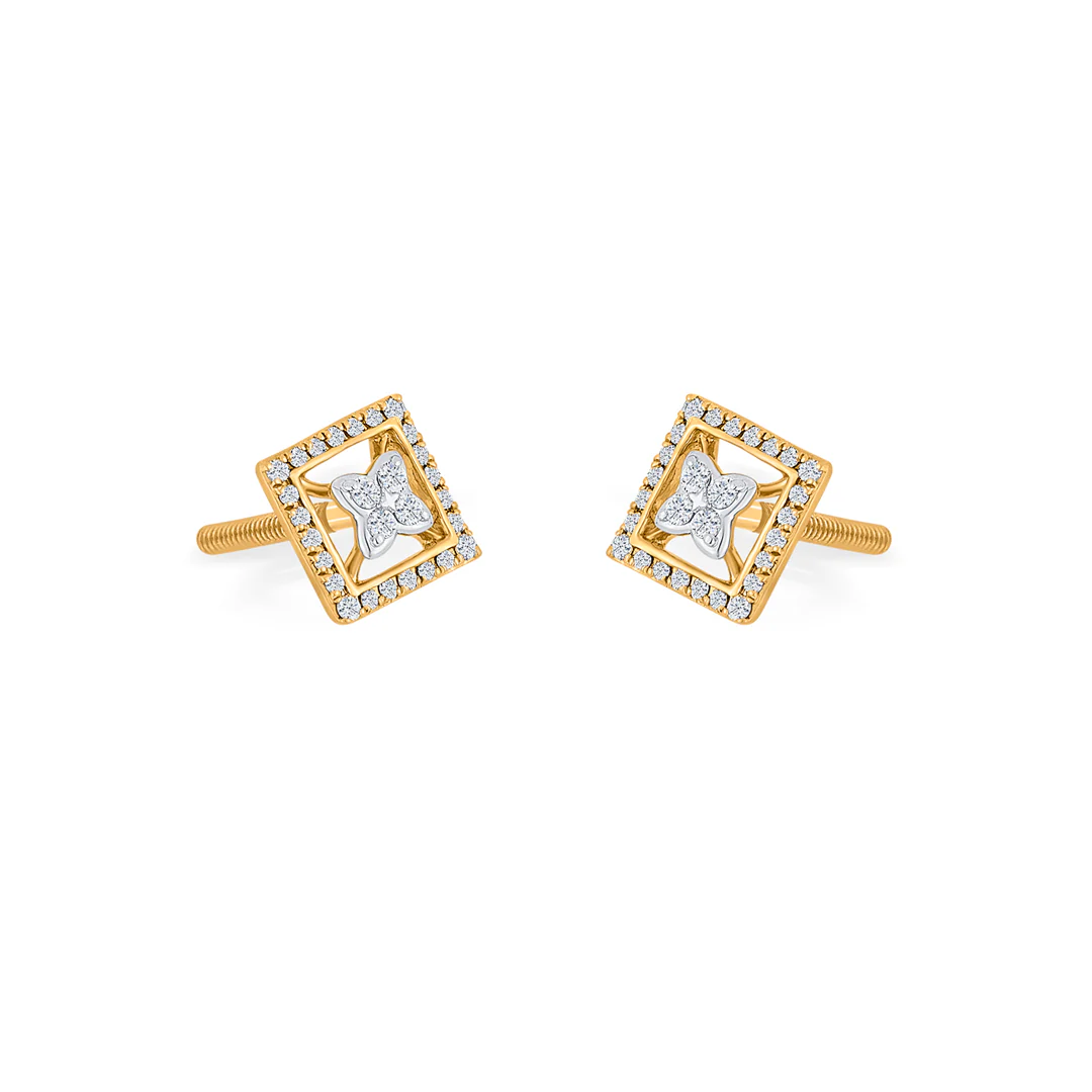 Royal Enclave Yellow Gold Stud Earring for Women - Image 3