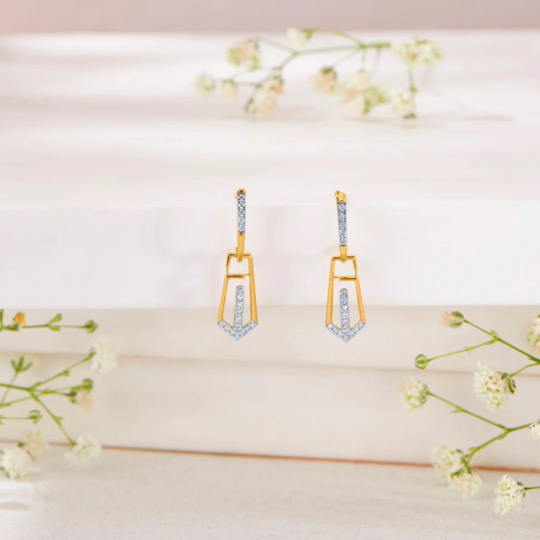Royal Wave Gold Dangler Earring For Women