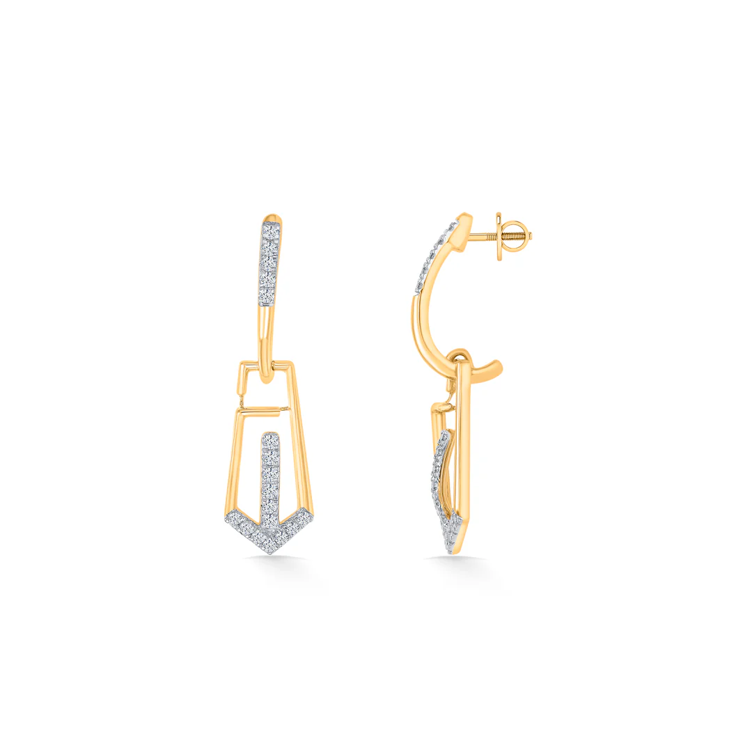 Royal Wave Gold Dangler Earring For Women - Image 3