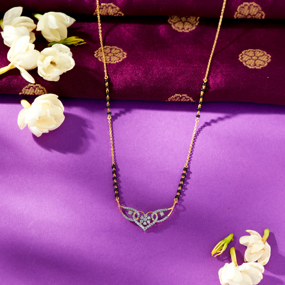 Sacred Affection Gold & Diamond Modern Mangalsutra For Women
