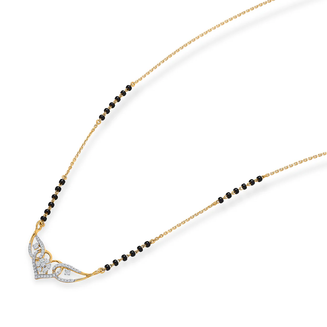 Sacred Affection Gold & Diamond Modern Mangalsutra For Women - Image 3