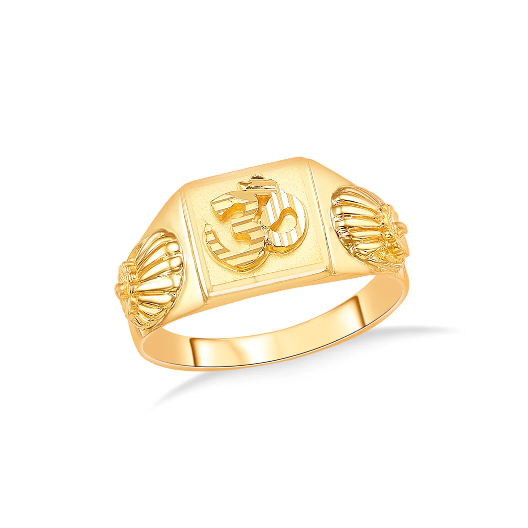 Sacred Om Yellow Gold Men's Ring