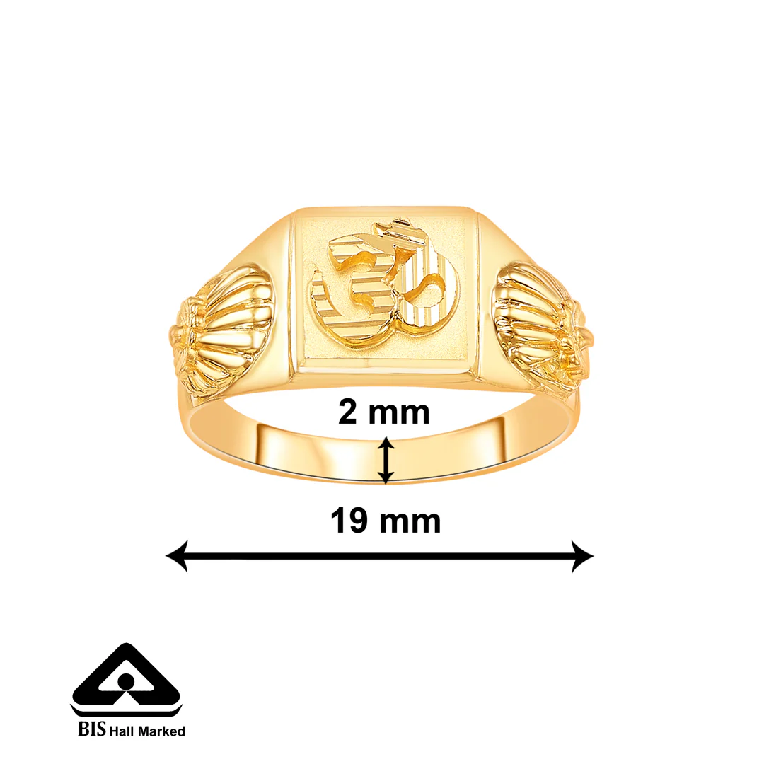 Sacred Om Yellow Gold Men's Ring - Image 2