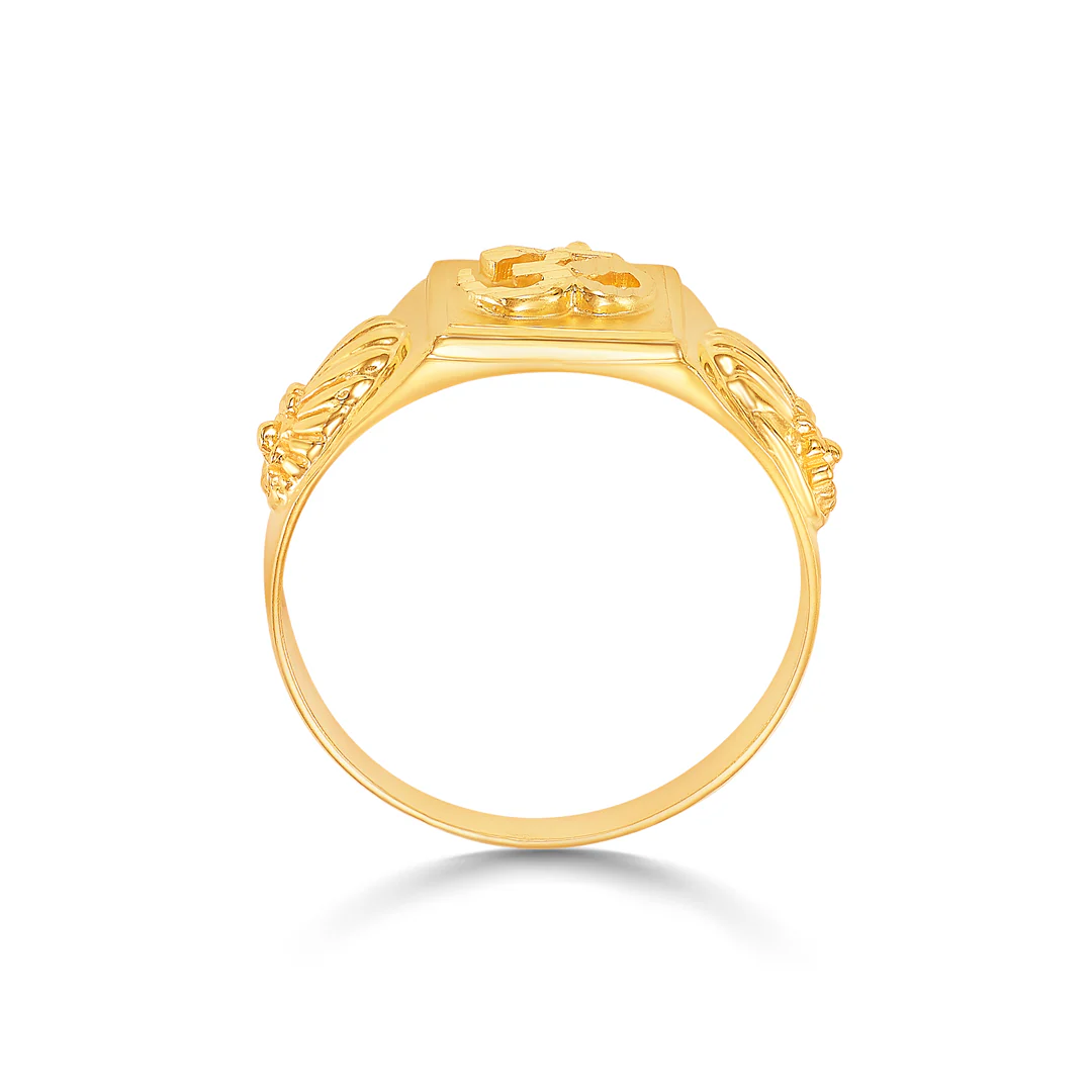 Sacred Om Yellow Gold Men's Ring - Image 4