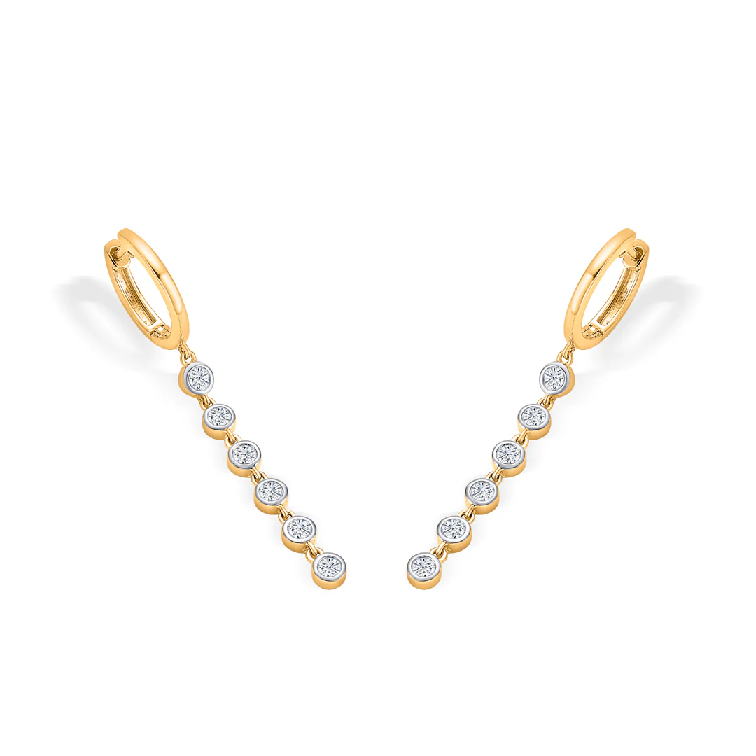 Sequenced Gold & Diamond Earring For Women - Image 4