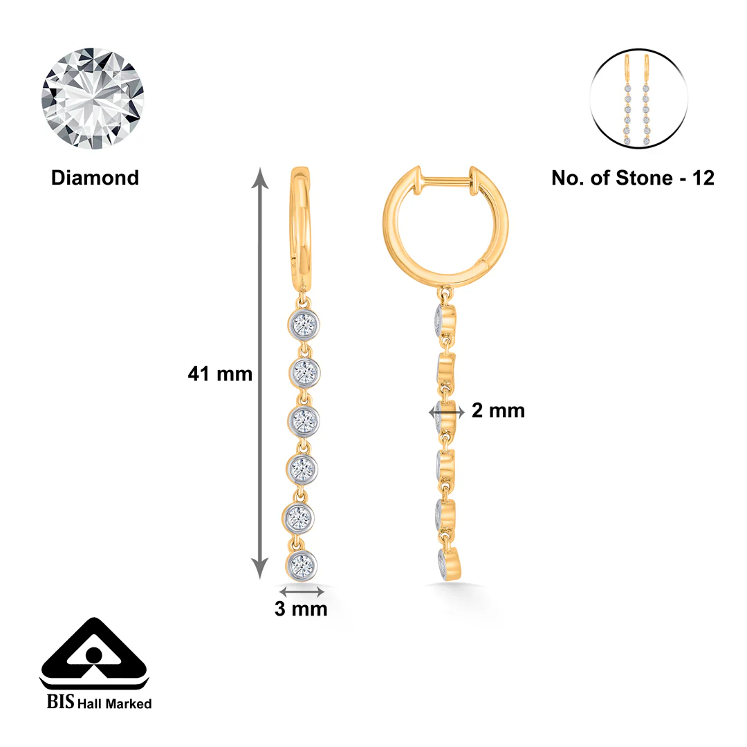 Sequenced Gold & Diamond Earring For Women - Image 5