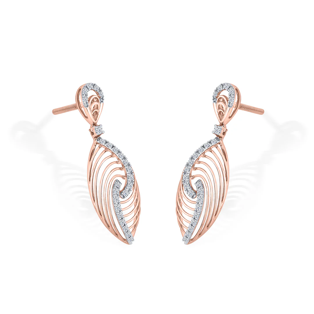 Serapha Twirl Gold Stud Diamond Earring - Image 2