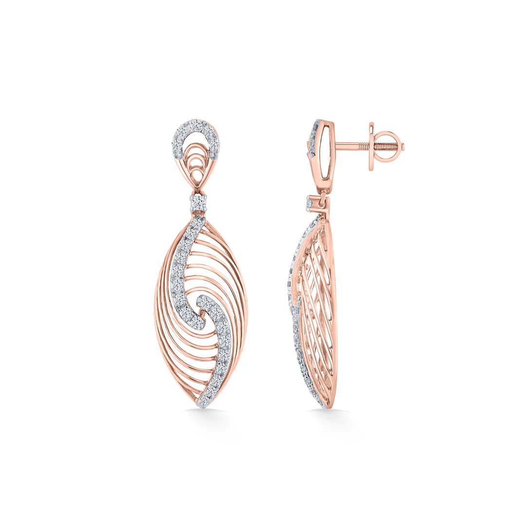 Serapha Twirl Gold Stud Diamond Earring - Image 3