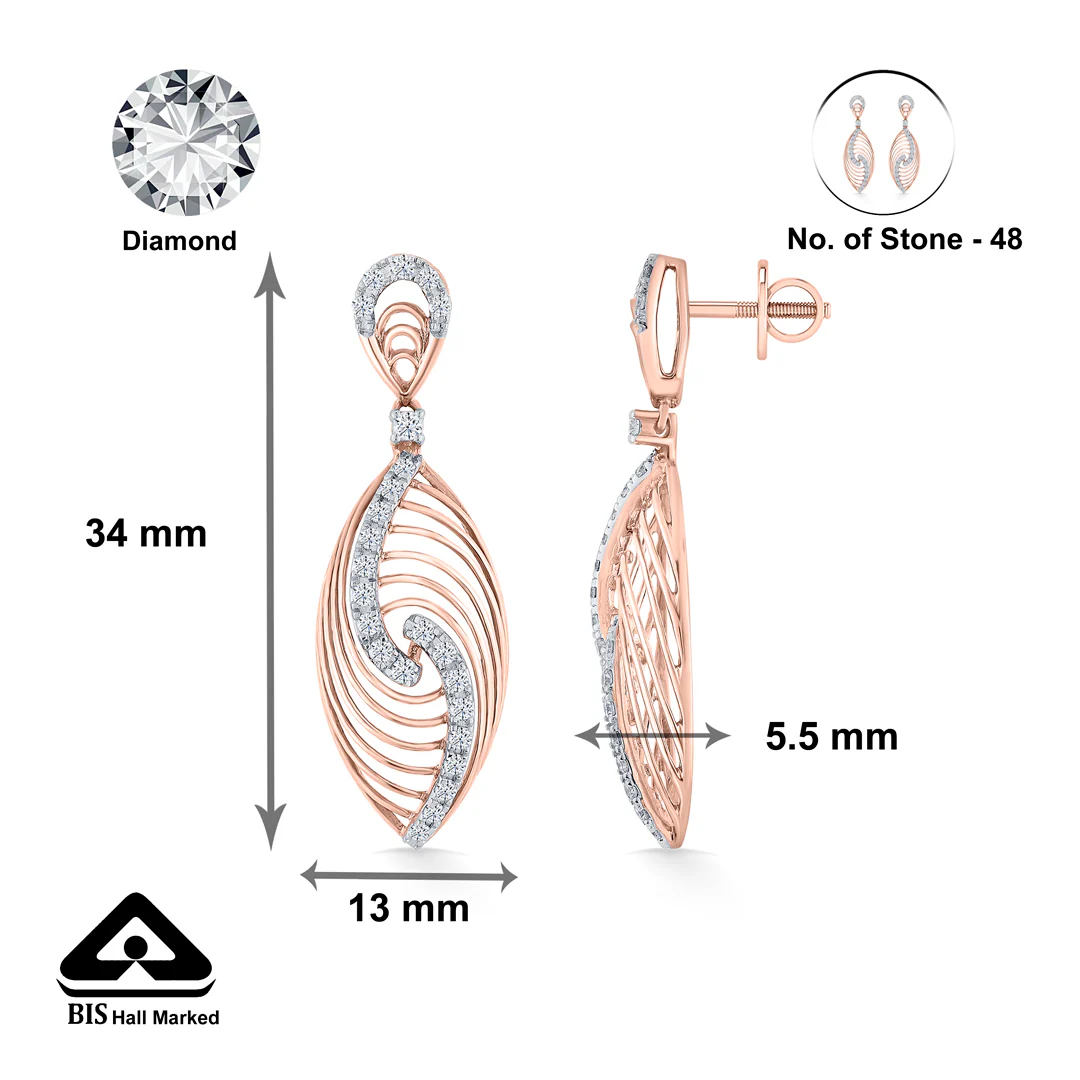 Serapha Twirl Gold Stud Diamond Earring - Image 4