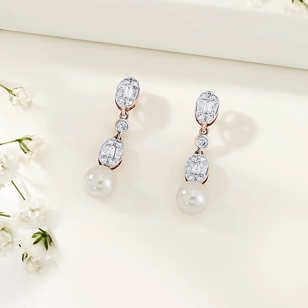 Seraphine Glow Rose Gold Dangler Diamond Earring For Women