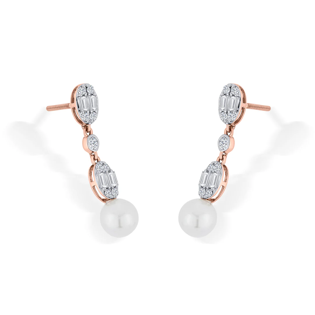 Seraphine Glow Rose Gold Dangler Diamond Earring For Women - Image 3