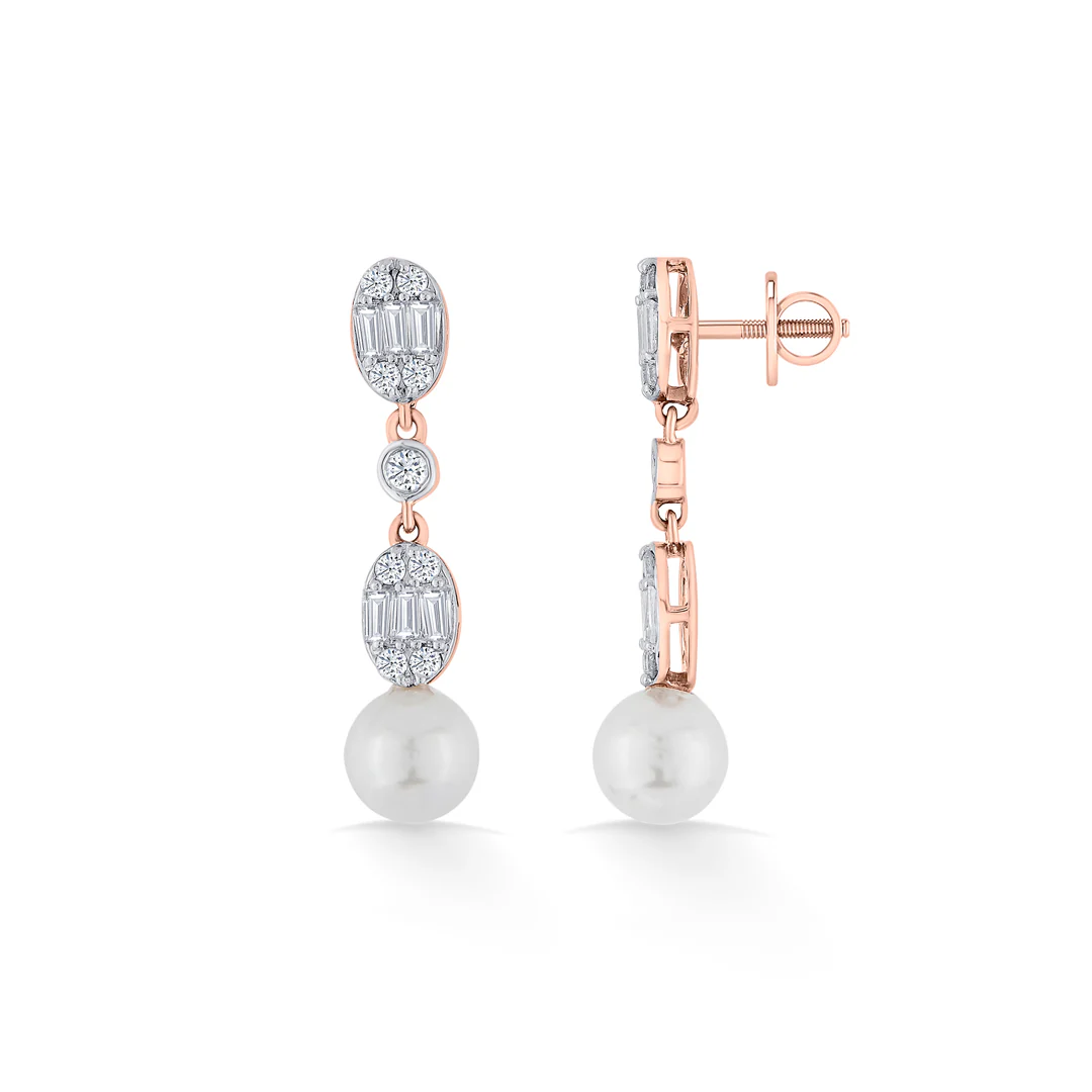 Seraphine Glow Rose Gold Dangler Diamond Earring For Women - Image 4
