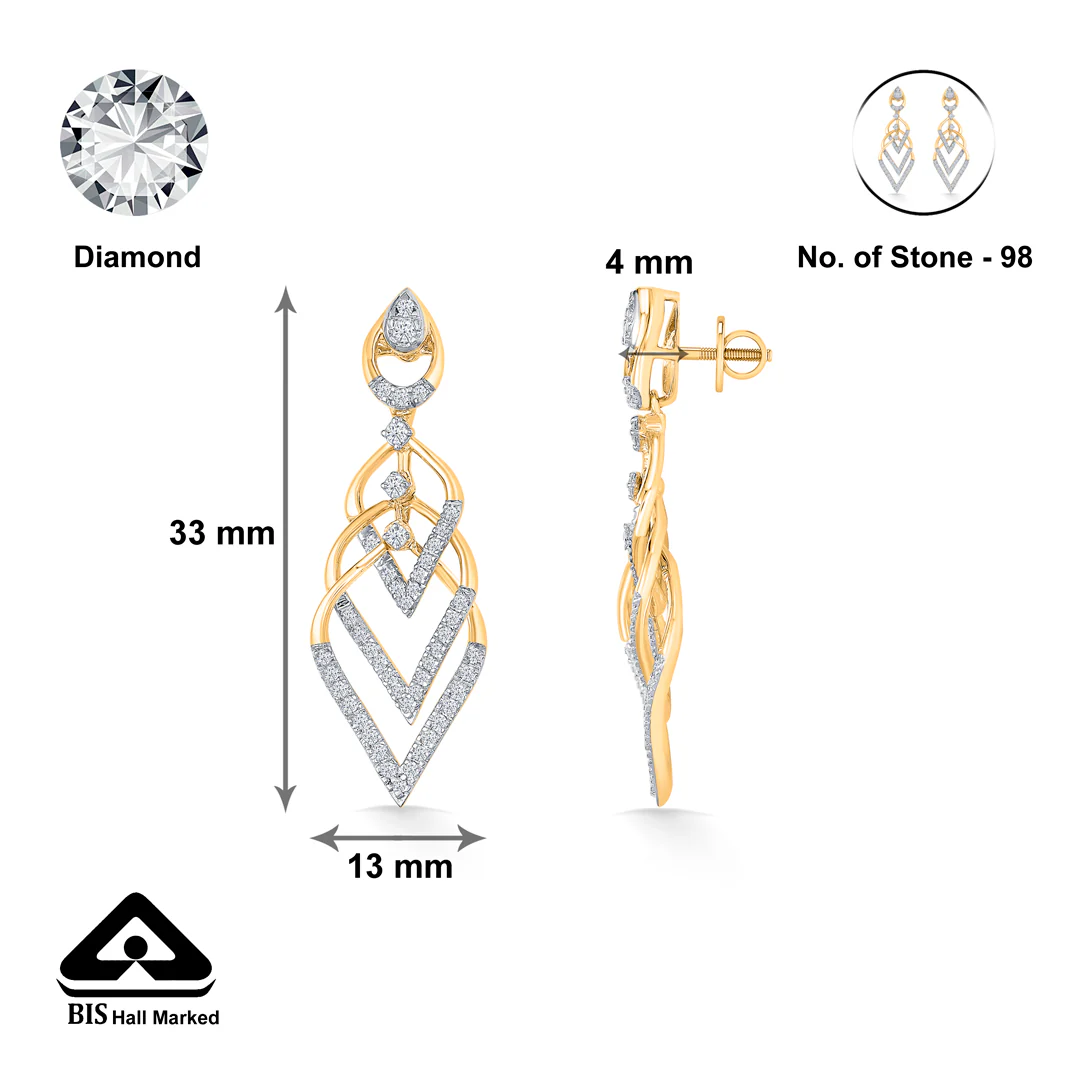 Serene Gold & Diamond Drops & Dangler Earring For Women - Image 5